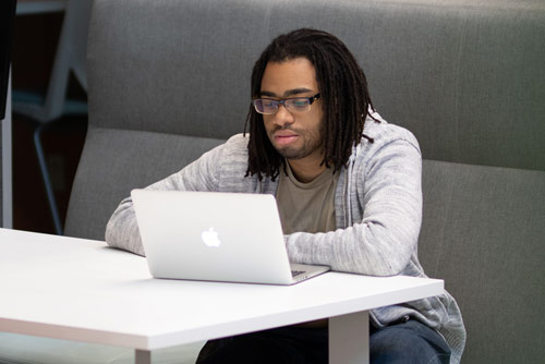 A man working on a laptop